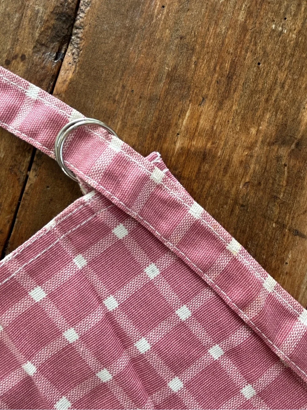 Made in USA Vintage Pink Cotton Plaid Kitchen Apron